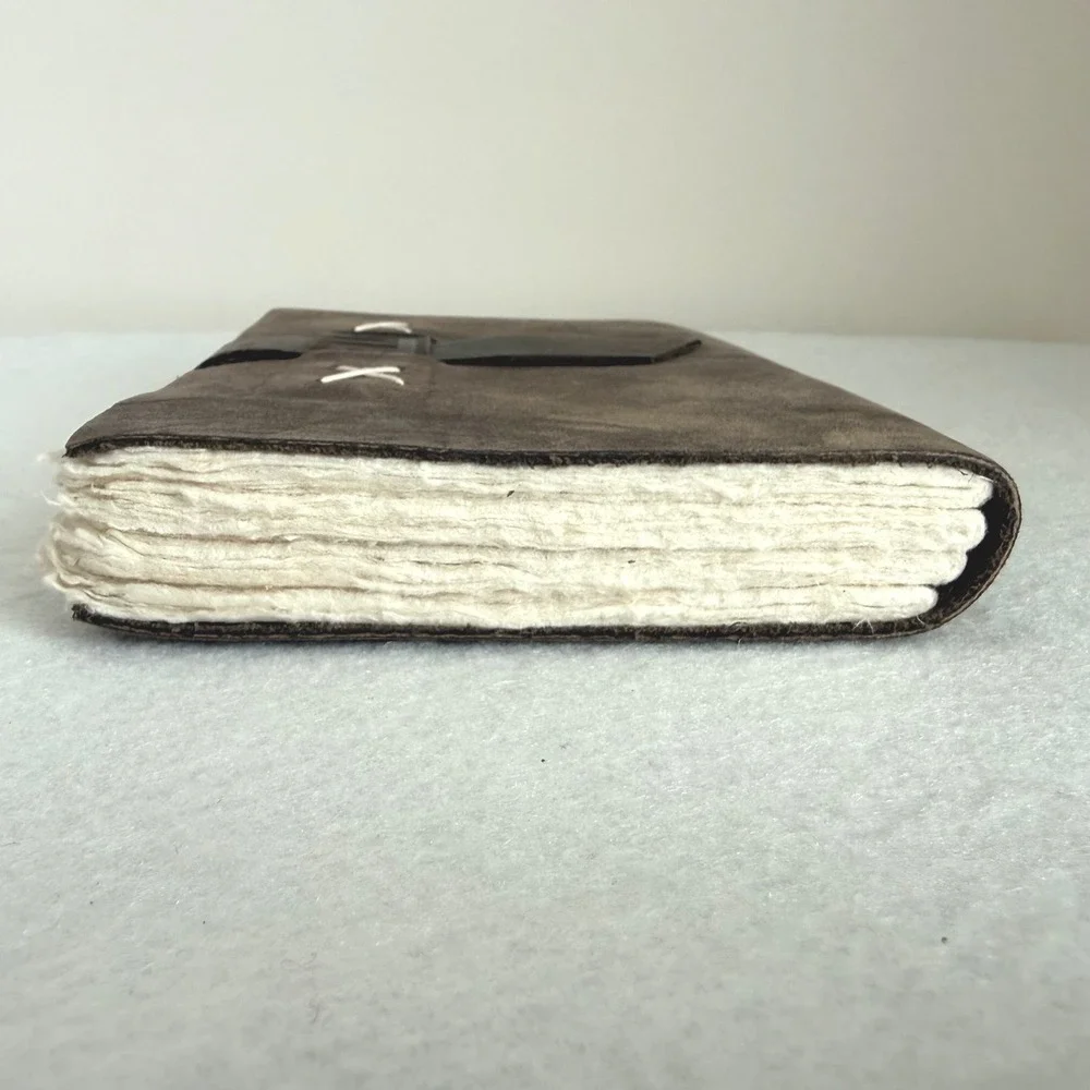 Kathmandu Valley Co Leather Journal Lokta Paper Handmade Nepal Brown Suede 5.5x8